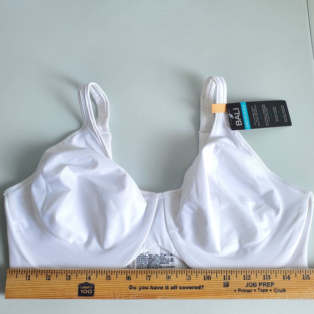 Bali Smoothing Comfort Underwire T Shirt Bra 40DD White Convertible Stretch - Picture 8 of 8